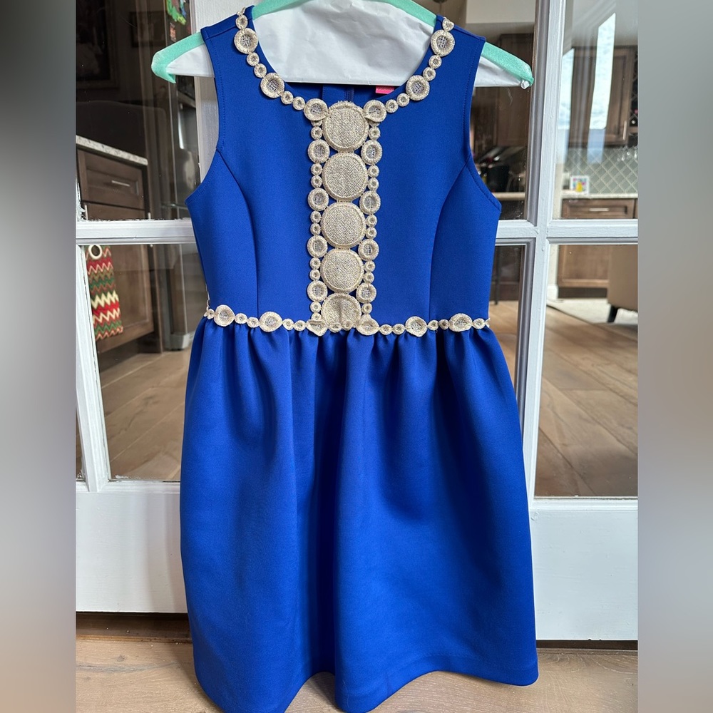 Lily Pulitzer blue and gold girls dress